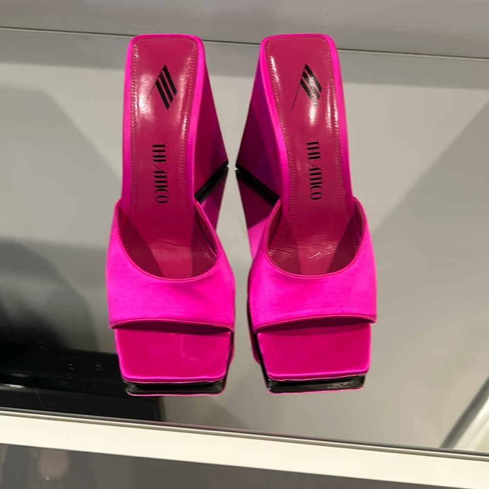 Hot  pink satin stunning heels worn twice.